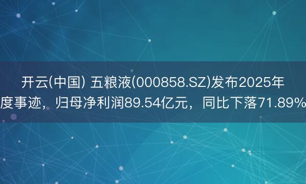 开云(中国) 五粮液(000858.SZ)发布2025年度事迹，归母净利润89.54亿元，同比下落71.89%
