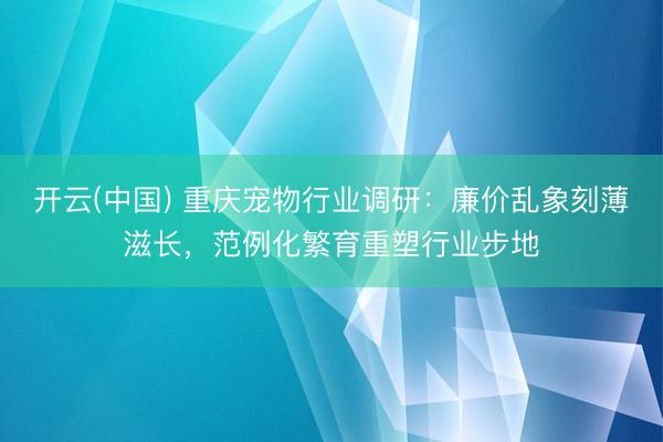 开云(中国) 重庆宠物行业调研：廉价乱象刻薄滋长，范例化繁育重塑行业步地