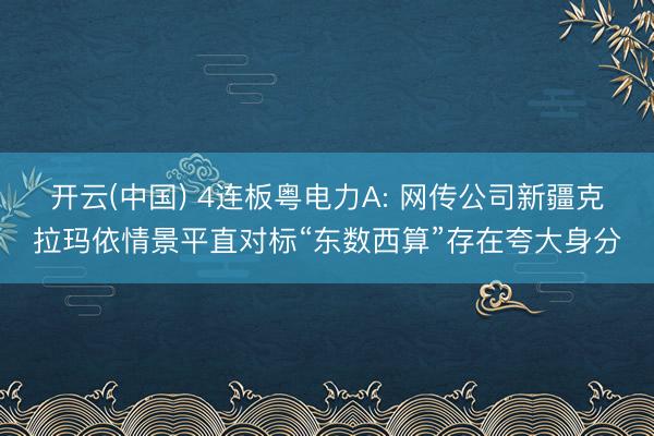 开云(中国) 4连板粤电力A: 网传公司新疆克拉玛依情景平直对标“东数西算”存在夸大身分