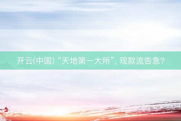 开云(中国) “天地第一大所”， 现款流告急?