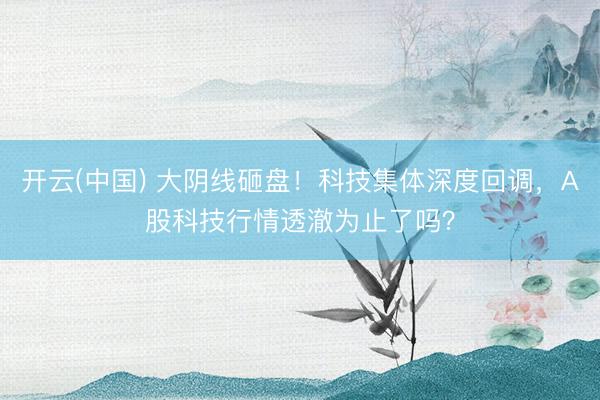 开云(中国) 大阴线砸盘！科技集体深度回调，A股科技行情透澈为止了吗？