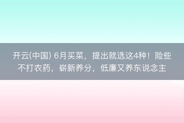 开云(中国) 6月买菜，提出就选这4种！险些不打农药，崭新养分，低廉又养东说念主