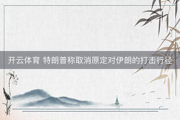 开云体育 特朗普称取消原定对伊朗的打击行径
