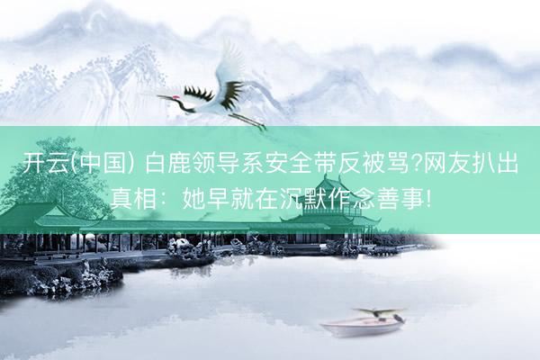 开云(中国) 白鹿领导系安全带反被骂?网友扒出真相:她早就在沉默作念善事!