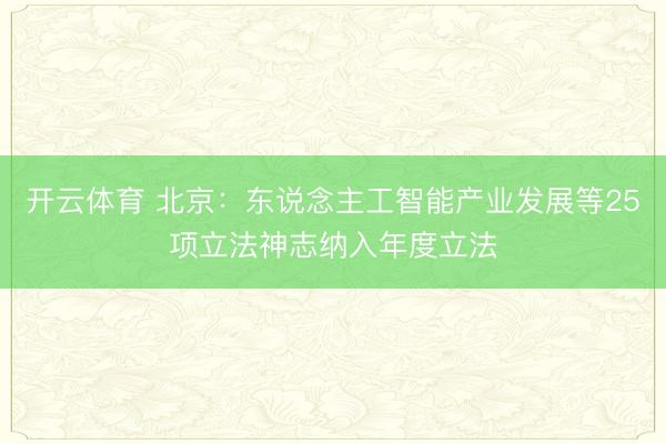 开云体育 北京：东说念主工智能产业发展等25项立法神志纳入年度立法